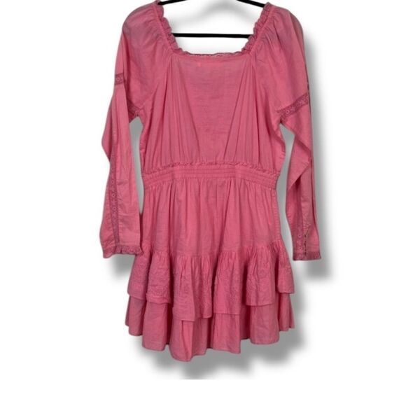 Loveshackfancy Pink Sanaya Tiered Lace Long Sleeve Mini Dress XS - Picture 9 of 15